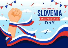 Slovenië onafhankelijkheid dag vector illustratie Aan 26 december met golvend vlag achtergrond ontwerp in nationaal eenheid vakantie viering vlak tekenfilm