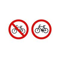Nee fiets toegestaan tekens. fiets rijbaan teken en Nee wielersport teken vector