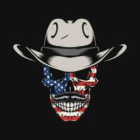 cowboy schedel met Verenigde Staten van Amerika vlag in gezicht vector
