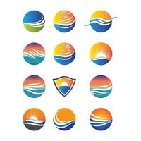 sunset beach logo afbeeldingen vector