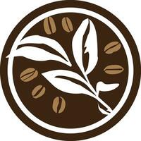 koffie concept logo met bladeren. vector transparant achtergrond