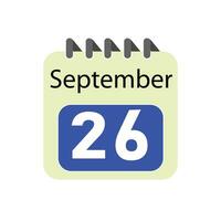september 26 dagelijks kalender icoon vector