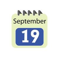 september 19 dagelijks kalender icoon vector