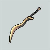 pixel kunst illustratie zwaard. korrelig klassiek zwaard. ridder klassiek zwaard icoon korrelig voor de pixel kunst spel en icoon voor website en video spel. oud school- retro. vector