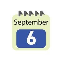 september 6 dagelijks kalender icoon vector