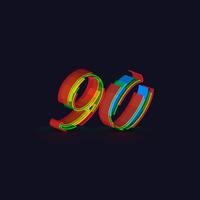 3D kleurrijk karakter van een fontset, vector