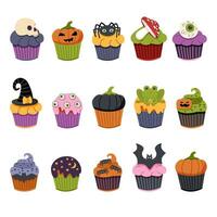 groot reeks van halloween cupcakes vector