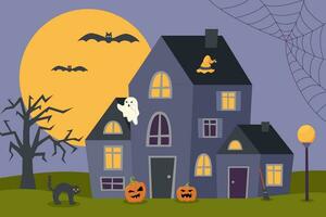 halloween achtergrond met huis vector