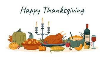 Thanksgiving diner achtergrond vector