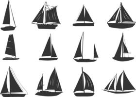 zeilboot silhouet, jacht zeilboot silhouet, het zeilen boot silhouet, zeilboot icoon, zeilboot zeilboot vector