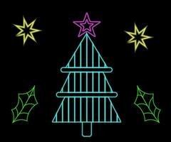 abstract gloeiend neon Kerstmis boom teken nietwaar met Aan en uit versies. vector illustratie