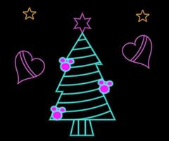 abstract gloeiend neon Kerstmis boom teken nietwaar met Aan en uit versies. vector illustratie