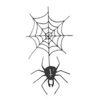 hand- trek schetsen, spin en web. halloween concept. vector illustratie