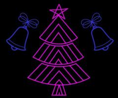 abstract gloeiend neon Kerstmis boom teken nietwaar met Aan en uit versies. vector illustratie