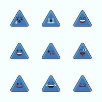 blauw driehoek emoticons icoon set. vector