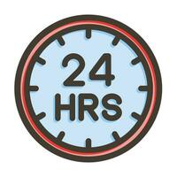24 uren vector dik lijn gevulde kleuren icoon voor persoonlijk en reclame gebruiken.