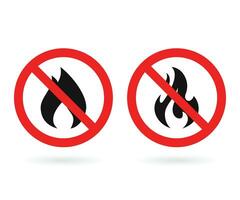 Nee brand vector pictogrammen. Nee brand beperking. Nee vlam teken symbool.