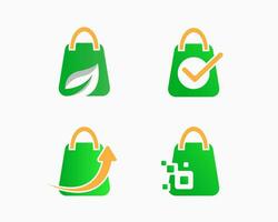 reeks boodschappen doen logo ontwerp sjabloon. zak illustratie vector