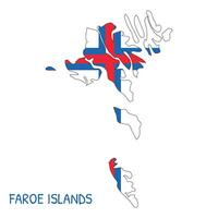 Faeröer eilanden nationaal vlag vormig net zo land kaart vector