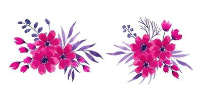 fuchsia aquarel bloemstuk gescheiden vector set