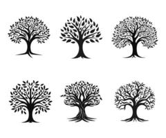 vector wijnoogst bomen silhouetten reeks