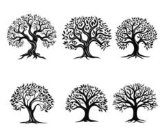 vector wijnoogst bomen silhouetten reeks