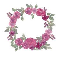 paarse roos aquarel bloem krans frame vector