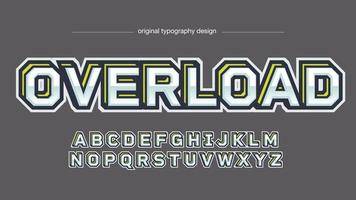 zilver en geel metallic 3d varsity sport typografie vector