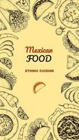 hand getekend Mexicaans eten verticaal ontwerp. vector