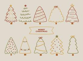 schets kleurrijk schattig groot reeks van Kerstmis bomen vector illustratie