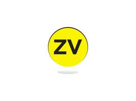 monogram zv logo icoon, eerste zv vz luxe cirkel logo brief ontwerp vector