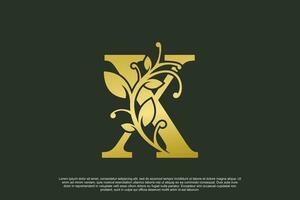 gouden elegant logo ontwerp met brief X eerste concept vector