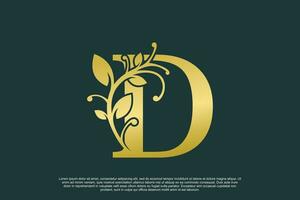 gouden elegant logo ontwerp met brief d eerste concept vector