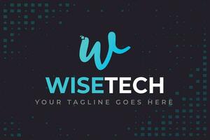 w brief tech modern en creatief vector logo ontwerp