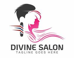 unisex kapper en schoonheid salon vector logo ontwerp