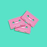 Pastelkleur retro realistische cassette op vlakke achtergrond, vectorillustratie vector