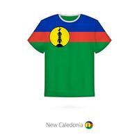 t-shirt ontwerp met vlag van nieuw caledonië. vector