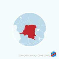 kaart icoon van democratisch republiek van de Congo. blauw kaart van centraal Afrika met gemarkeerd dr Congo in rood kleur. vector