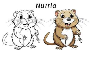 schattig nutria dier kleur boek illustratie vector