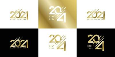 verzameling van 2024 nieuw jaar logo tekst symbool voor kalender, folder en banier ontwerp sjabloon vector