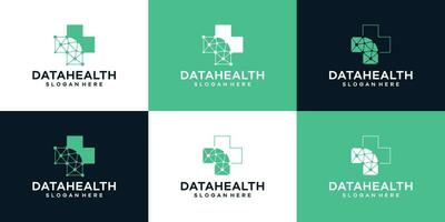 verzameling van digitaal gezondheidszorg logo ontwerp sjabloon. medisch kruis met digitaal gegevens technologie ontwerp grafisch vector illustratie. symbool, icoon, creatief.
