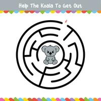 kinderen circulaire doolhof helpen de koala naar krijgen uit vector