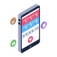 mobiele cardiogram-app vector
