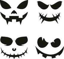 schattig spookachtig halloween pompoen gezichten vector