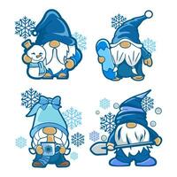 reeks van schattig winter kabouters vector illustratie.