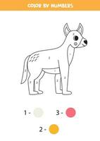 kleur tekenfilm dingo hond door nummers. werkblad voor kinderen. vector