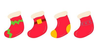 sokken Kerstmis cadeaus haard snoepgoed reeks element vector