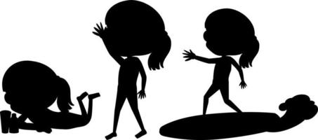 stripfiguur van kinderen silhouet op witte achtergrond vector