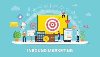 inbound marketing concept strategie team werkt samen vector