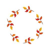 frame circulaire van herfsttakken met bladeren vector